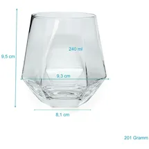 Intirilife 2x Trinkglas im Hexagon Design Durchsichtig - 240 ml Füllmenge - Wasser Saft Glas Spülmaschinenfest Kristallglas stoßfest