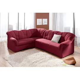 DOMO collection Ecksofa »Papenburg B/T/H: 242/190/84 cm L-Form« wahlweise mit Bettfunktion, Langer Schenkel links oder rechts, rot