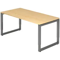 Bümö Schreibtisch Ahorn, Graphit, Nachbildung,Ahorn, Rechteckig, 160x74x80 cm, FSC