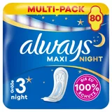 Always Maxi Größe 3 Profresh Night 80 Damenbinden mit Flügeln (8X10 Stück Stück), Neutralisiert Gerüche, Super Fit, Super Absorbierend, Einzeln Verpackt