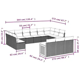 vidaXL Gartensofa-Set 13-tlg. schwarz