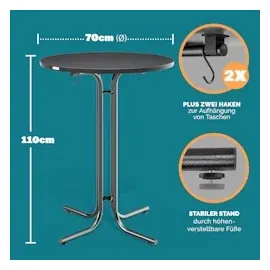 CASARIA Stehtisch Ø 70 x 110 cm Grau