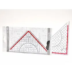 HundB Geometrie Dreieck Zeichendreieck Lineal Winkelmesser 25cm transparent für Schule Büro Zeichnen Messen Basteln