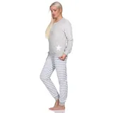 normann Damen Frottee Schlafanzug mit Bündchen in Sterne Optik - auch in Übergröße, Farbe:grau, Größe:40-42 - 40-42