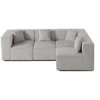 Lisa Design Arty - modulares Ecksofa rechts 5-Sitzer - Cord , Hellgrau - Hellgrau