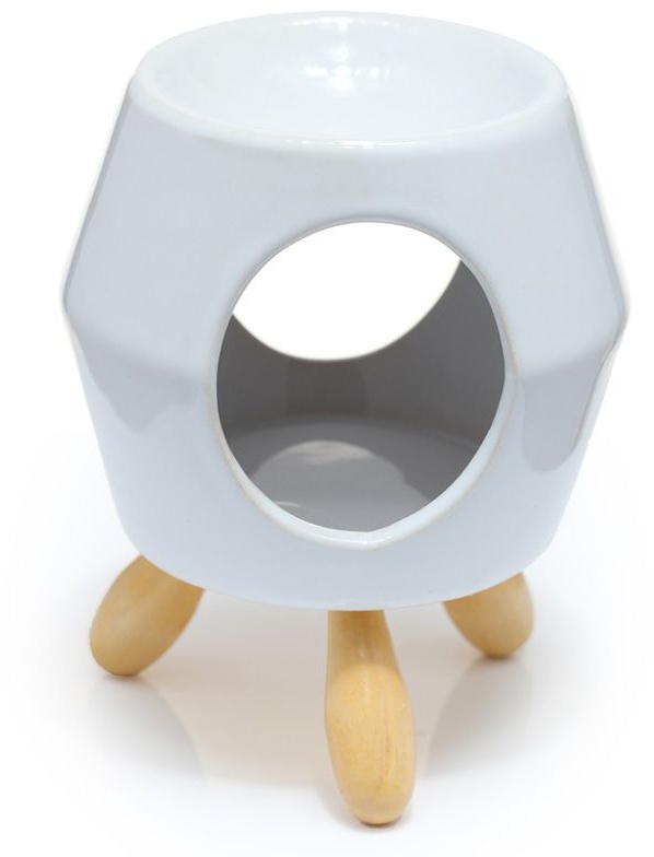 Weiße abstrakte Duftlampe aus Keramik mit Füßen