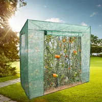 Ikodm Gewächshaus Foliengewächshaus 200 x 80 x 170/150cm (LxBxH) mit Gitternetzfolie und Fernster, Tomatengewächshaus tomatenhaus 140 g/m2 PE wasserdichte Folie für Garten Pflanzenwachstum