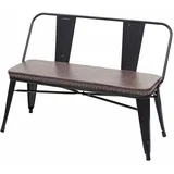 Mendler 2er Sitzbank HWC-H10, Zweisitzer Garderobenbank Esszimmerbank Industrie-Design Vintage Kunstleder ~ schwarz-braun