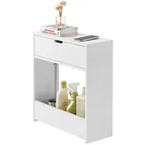 SoBuy Nischenregal Nischenschrank schmales Regal Badezimmerschrank Badschrank mit 1 offener Ablage und 1 Klappe Kommode MDF Weiß