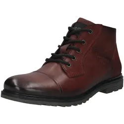 Schnürboots BUGATTI, Herren, Gr. 41, rot, Leder, used, casual, Schuhe, Boots, Herrenschuh, Stiefelette mit seitlichem Logo-Branding