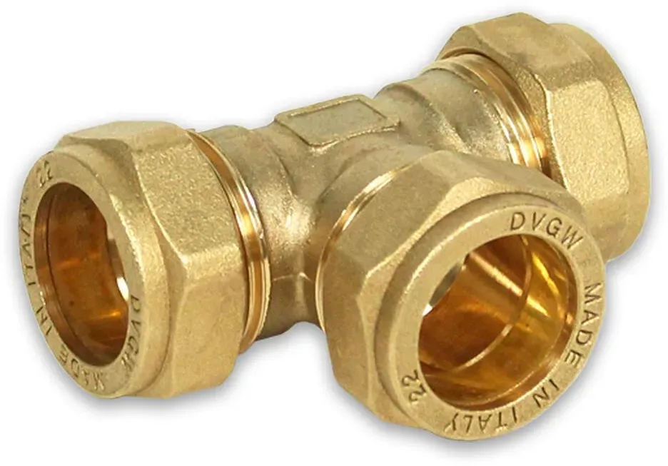 Messing-Klemmverschraubung für Kupferrohre T-Stück, verschiedene Varianten (Ausführung: 12 mm)