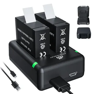 Homesuit 360 Ace Pro Akku 1800mAh und USB Ladegerät Kompatibel mit Insta360 Ace Pro/Insta360 Ace Kamera Inklusive Batteriebox mit SD-Kartenspeicher (2er-Pack)