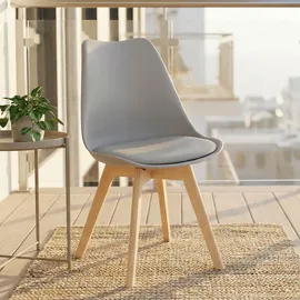 Homestyle4u Küchenstuhl Holz Kunststoff grau 4er Set