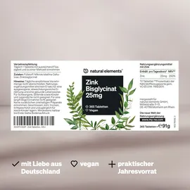 Natural Elements Zink 25mg Tabletten 365 St.