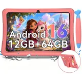 VekfulPC Kinder Tablet 10,1", Android 16, 12GB+64GB, 5000mAh, WiFi, GMS, Robuste Hülle, Kinder-Modus, Lern- und Spieltablet, Eltern-Kontrolle, Rosa - Rosa