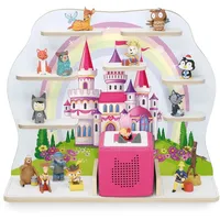 stadtecken® Kinder Regal für Musikbox I Geeignet für die Toniebox und Tonies I Hörspiel I zum Aufstellen oder Aufhängen I Motiv Märchenschloss - Braun