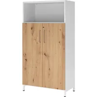 Hammerbacher Hammerbacher, Aktenschrank, Regal/Türen, 4OH Sockel weiß/asteiche