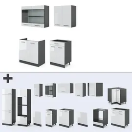 Vicco Küchenzeile R-Line 140 cm Anthrazit/Weiß Hochglanz