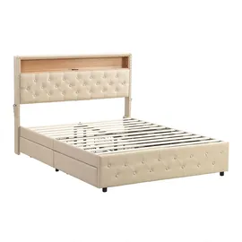 XDOVET Polsterbett 160 x 200 cm Beige