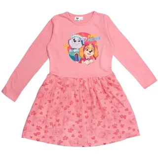 UNITED LABELS United Labels® A-Linien-Kleid Paw Patrol - Skye & Everest Kleidchen Mesh Rock Langarm Pink (DE/NL/SE/PL, Numerisch, 122, 128, Regular, Rosa) 122-128