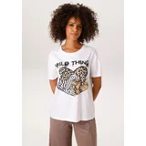 Aniston CASUAL T-Shirt in weiß-schwarz-beige-dunkelbraun - Gr.: 36/38,