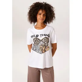 Aniston CASUAL T-Shirt in weiß-schwarz-beige-dunkelbraun - Gr.: 36/38,