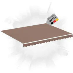 DELUKE® Markisenbespannung Markisenstoff Wasserabweisend Reißfest Braun, für 450x350cm Rahmen Markise mit Volant Markisen Ersatzstoff Markisentuch