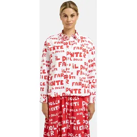 Milano Italy Langarmbluse mit All Over Print Weiß 42