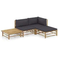 vidaXL Garten-Lounge-Set 4-tlg. grau Bambus