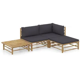 vidaXL Garten-Lounge-Set 4-tlg. grau Bambus