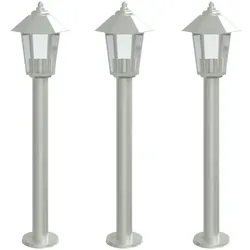 vidaXL Wegeleuchten 3 Stk. Silbern 80 cm Edelstahl