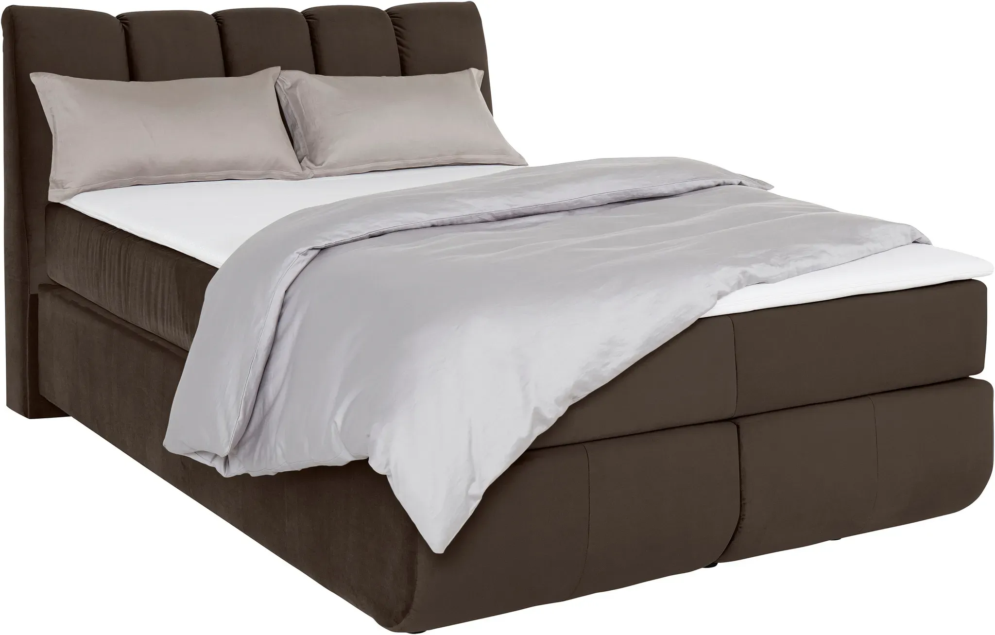Boxspringbett LEONIQUE "Océane", braun, B:150cm L:221cm, Komplettbetten, Boxspringbett, Bodenfrei- wirkt freischwebend, verschiedene Härtegrade (auch H4)