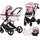 Chipolino Kinderwagen 3 in 1 Amore Babyschale Adapter Wickeltasche Fußabdeckung pink