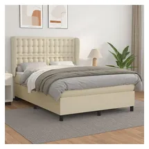 vidaXL Boxspringbett mit Matratze Creme 140x200 cm Kunstleder