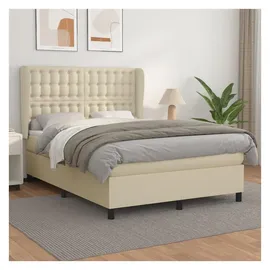 vidaXL Boxspringbett mit Matratze Creme 140x200 cm Kunstleder
