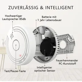 ELRO Optischer Rauchmelder Weiß inkl. Wechselbarer 1 Jahres Batterie 10 St.