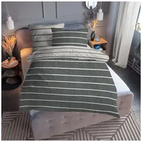 Traumschlaf Melange Flanell Bettwäsche Querstreifen Kissenbezug 40x80 cm -