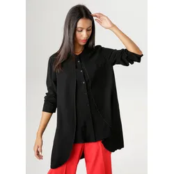 Longbluse ANISTON SELECTED, Damen, Gr. 44, schwarz, Web, Obermaterial: 100% Viskose, unifarben, modisch, figurumspielend Po-bedeckend, Langarm 1-Knopf-Manschette, Blusen, im Lagenlook