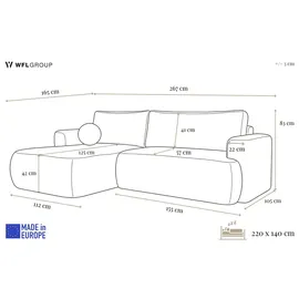 WFL GROUP Ecksofa Chenille 4-Sitzer Beige