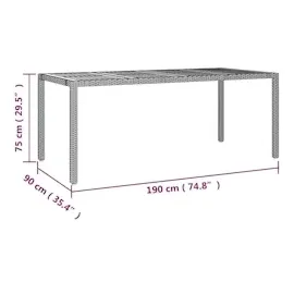 vidaXL Gartentisch mit Holzplatte Schwarz Poly Rattan & Akazienholz