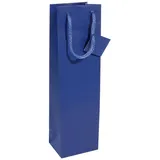 Sigel Geschenktasche Flasche mit Bodeneinlage und Geschenkanhänger 10 x 35 cm Ultramarinblau
