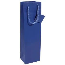 Sigel Geschenktasche Flasche mit Bodeneinlage und Geschenkanhänger 10 x 35 cm Ultramarinblau
