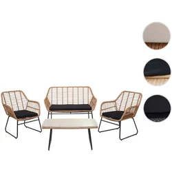 Polyrattan Garnitur HWC-G17a, Garten Sofa Set Sitzgruppe Stuhl, Seil ~ naturfarben, Polster anthrazit ohne Dekokissen