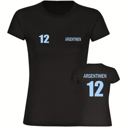 multifanshop Damen T-Shirt - Argentinien - Trikot Nummer 12 - Druck hellblau - Frauen