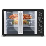 TurboTronic by Z-Line Minibackofen 45 Liter mit Umluft Drehspieß 2000W Backblech Gitter Kompakt Elektro, Mini Tisch Backofen Camping Pizzaofen Klein/Groß schwarz