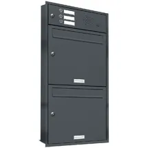 AL Briefkastensysteme 2er Unterputzbriefkasten Anthrazit inkl. Zeitungsfach