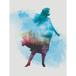 Bild KOMAR "Frozen Anna Aquarell", bunt (farbe bild(er): bunt), B:30cm H:40cm, Papier, Holz, Bilder, Wandbild zur Dekoration im Kinderzimmer - ohne Rahmen