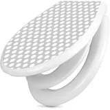 banjado Familien WC Sitz mit Absenkautomatik 44,9x37,1cm - Klobrille mit Kindersitz aus hochwertigem Polypropylen - Toilettendeckel mit Kinder Toilettensitz integriert - Motiv Punkte Grau