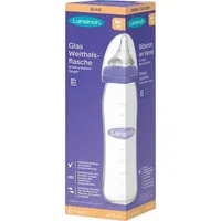 Lansinoh Glas Weithalsflasche 240 ml mit Sauger M