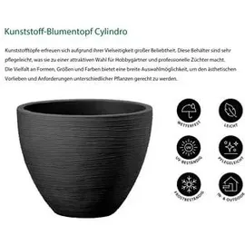 Dehner Pflanztopf Vino, Ø 40 cm, Höhe 31 cm, Kunststoff, anthrazit